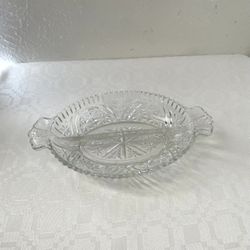 Vintage Anchor Hocking Divided Glass Dish 10”