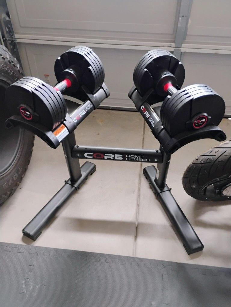 Core Fitness Adjustable Dumbbell Set + Stand