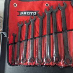 New Proto Combination Wrench Set SAE, 7PCs Black Oxide 