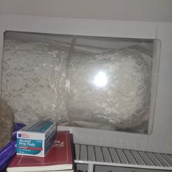 Wedding Dress Size 6. Lace And Pearl, It Has A Pearl Neck And Is Straight With A Train And A Split In The Back