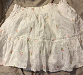 White Eyelet Floral Mini Skirt