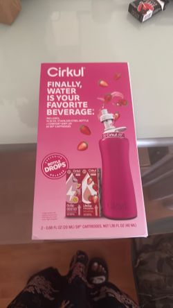 Cirkul Pink Stainless Steel Water Bottle with Strawberry Sip Cartridges