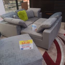 *Weekly Feature*---Lima Flexible Gray Fabric Sectional Sofa W/Ottoman---Delivery And Easy Financing Available🙌