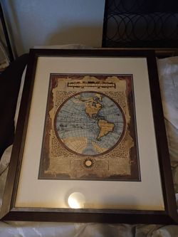Framed Typus Orbis Terrarum Antique World Map Print