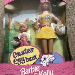 NIB Easter Egg Hunt Barbie & Kelly 1997 Mattel 