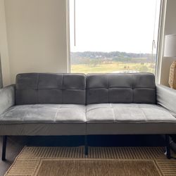 85 Inch Gray Sofa Convertible Futon 