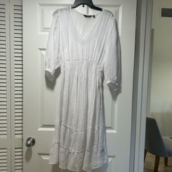 Mlle Gabrielle, white midi summer dress 