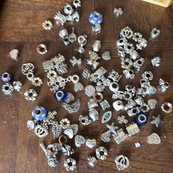 Pandora Style Charm and beads Lot Not Sterling