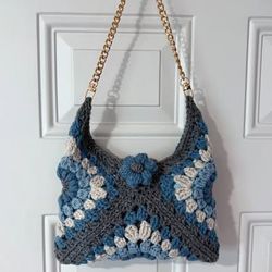 Handmade Crochet Granny Square Shoulder Bag