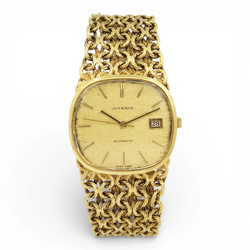 Juvenia 34mm Vintage 18K Yellow Gold Watch with Gold Dial and Smooth Bezel. (Pre-Owned)