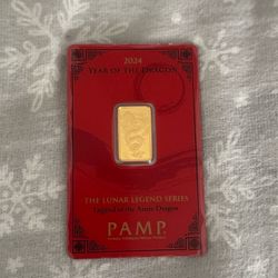 2024 Pamp Lunar Series Dragon 5 gram 999.9 Gold Bar 