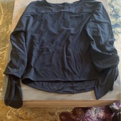 Black Dress Shirt With Flared Out S leaves 