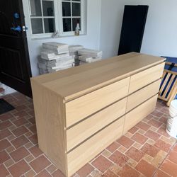IKEA MALM 6-Drawer Dresser - White Stained Oak (As-Is)