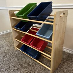 Kids Four Shelf Organizer With Bins