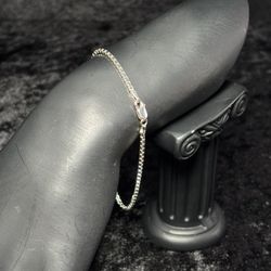 New 925 Italy Sterling Silver Box Chain Bracelet - 8" Elegant Link