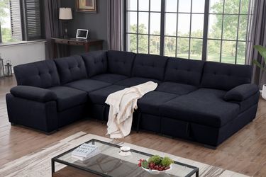 RESTOCKED! Extra Large comfy sectional sofa with pull-out bed, sofa bed, sectional sofa bed with storage chaise. Sectionals, sofa, couch