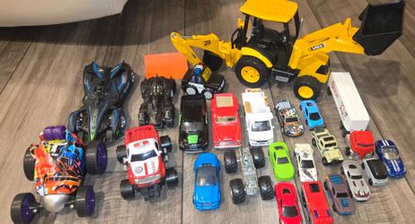 Mega Toy Vehicle Lot - 20+ items! JCB, Batmobile, Trucks, Cars