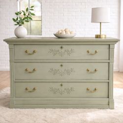 Sage Green Vintage Dresser w/ Gold Hardware – French Country Style