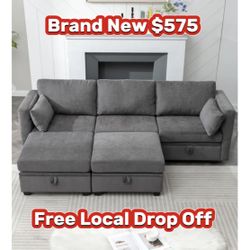 Storage Underneath All Around & Ottomans Are Adjustable Brand New Couch 🛋️ New In Box ‼️ Available In Dark Gray Or Light Gray ✅