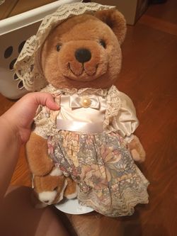 Antique Bear And Glass Doll