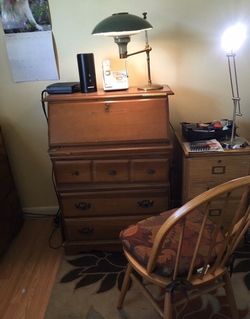 Wooden desk - fall front - Nice solid wood desk with three spacious drawers