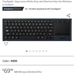 Logitech K830 Illuminated Living-Room Keyboard with Built-in Touchpad
