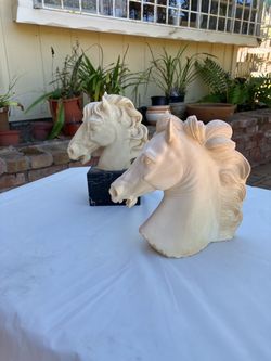 Vintage stallion horse head busts, pair, Italy