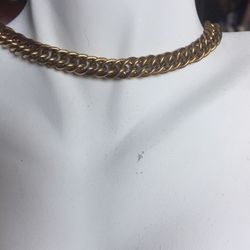 Vintage Sara Cov Goldstone Chain Choker Necklace