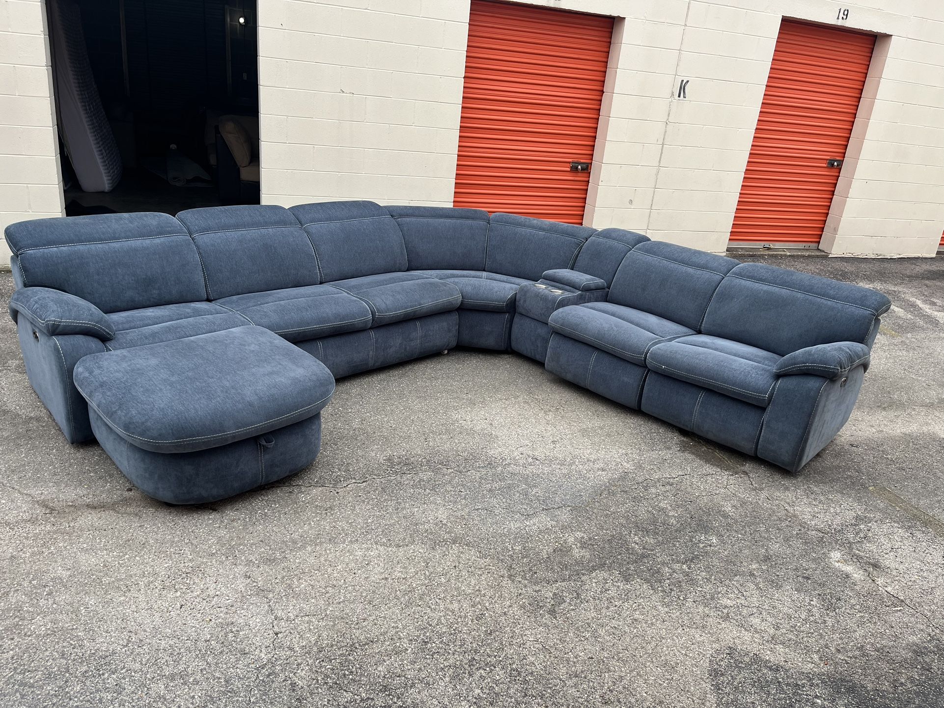 Beautiful Blue Reclining Sectional! 