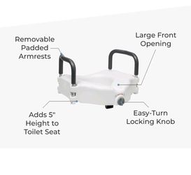 Raised Toilet Seat with Removable Armrests