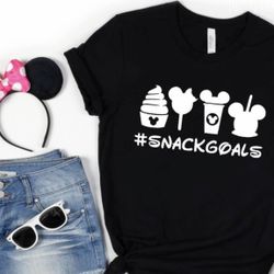🏰 New! Black Snack Goals Shirt Tee Magic Kingdom Size L