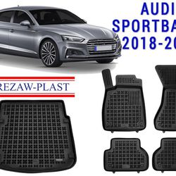 All weather floor mats trunk liner set for Audi A5 Sportback 2018-2020 rubber 3D custom fit