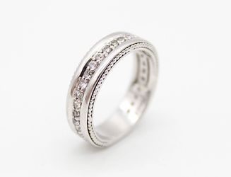 EFFY Men’s 925 Sterling Silver White Sapphire Band Ring Size 10 7.5g