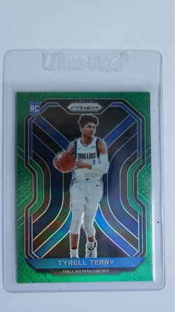 2020-21 Panini Prizm Tyrell Terry RC #259 Green Prizm Parallel Dallas Mavericks