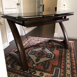 Black Glass Wooden Desk