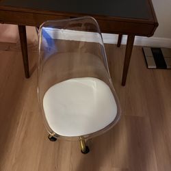 Clear White & Gold | Brass Office Chair