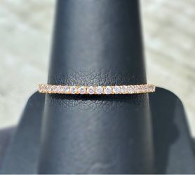 Jewelry 18k solid rose gold white CZ stone 0.20CTW wedding band ring size 9.75