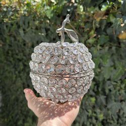 Crystal silver apple candle holder
