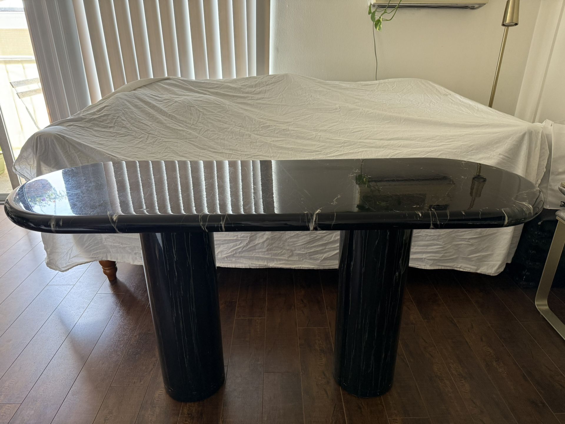 Marble-effect console table
