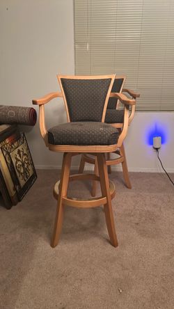 Swivel Bar Stool with Arms and Upholstered Back