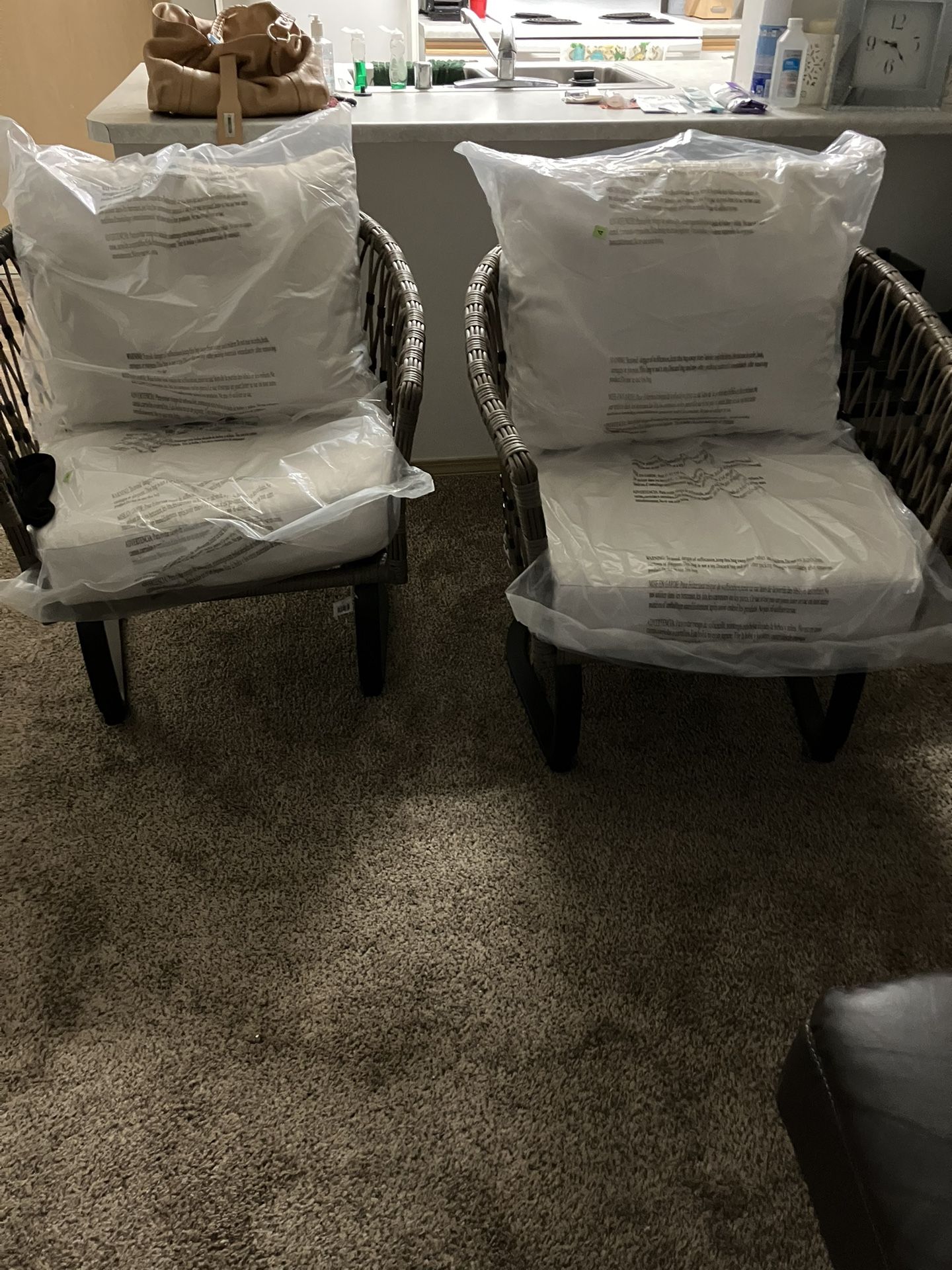 2 Avery Station Woven Motion Chairs W/Removable Cushions. New. Never Been Used(See & Click On Pictures) Dark Brown And Tan