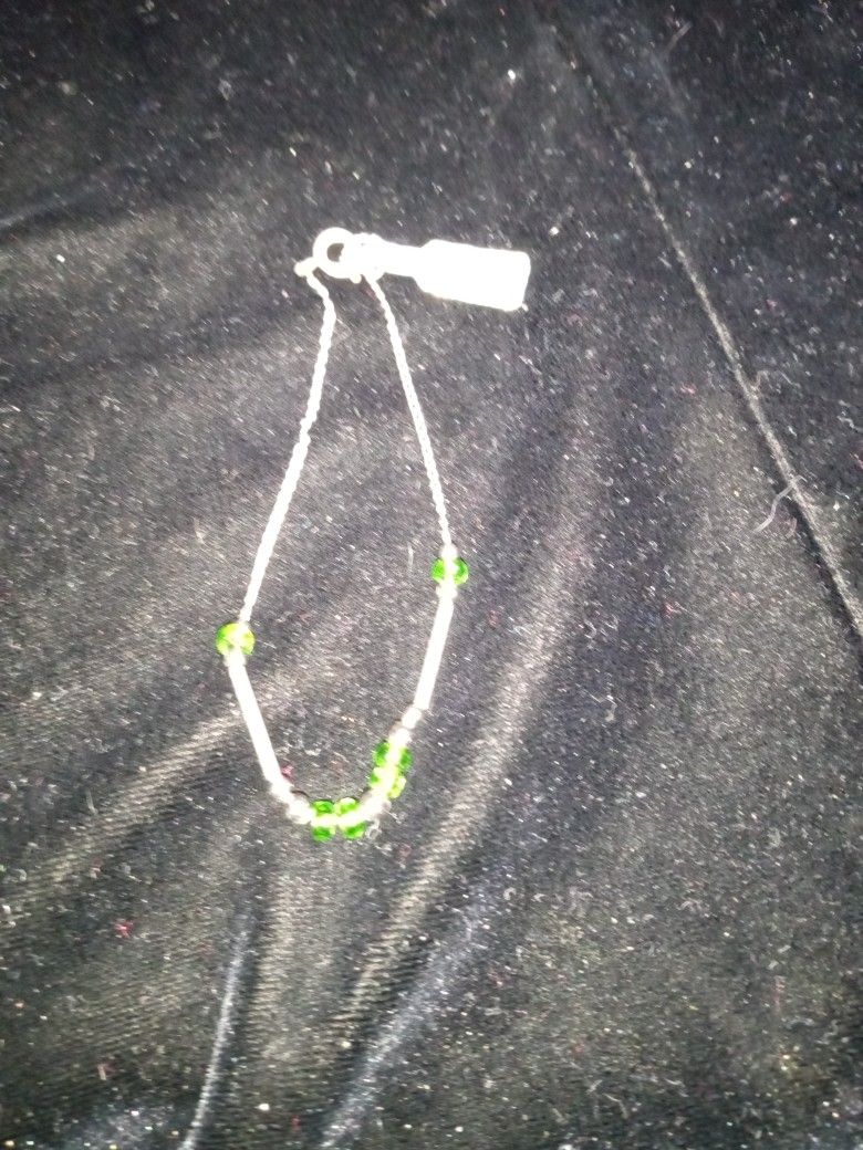 Sterling Silver And Emerald Bracelet
