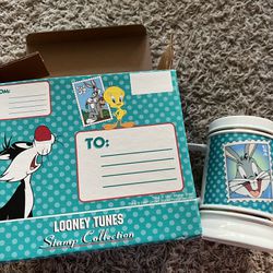 Vintage 1997 Looney Tunes Stamp Collection 28oz Stein New