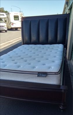 QUEEN BED FRAME WITH BOX AND MATTRESS