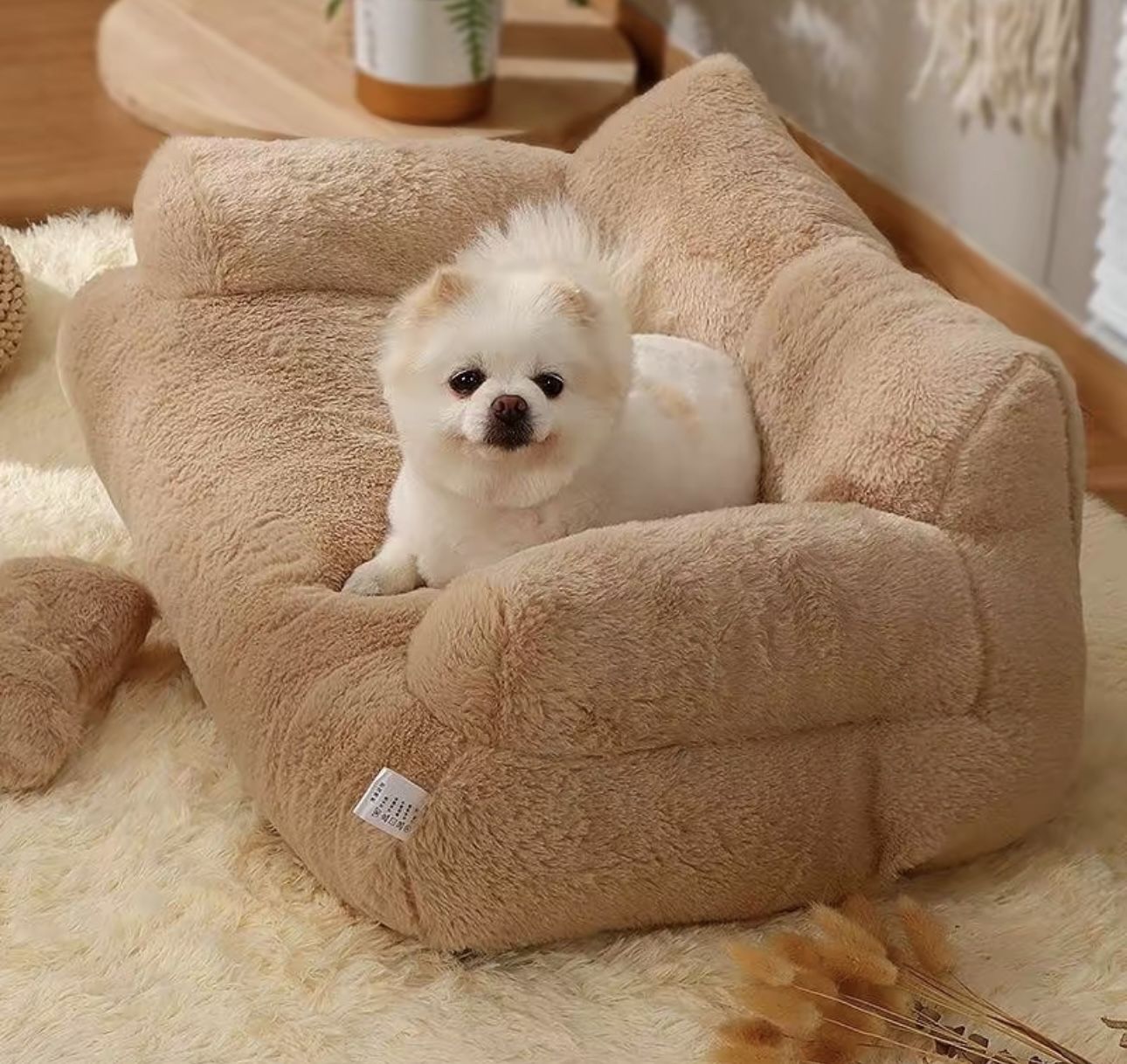 NEW Pet Couch Bed Washable Cat Dogs Beds Fluffy Sofa Non-slip XXL size Coffee Color