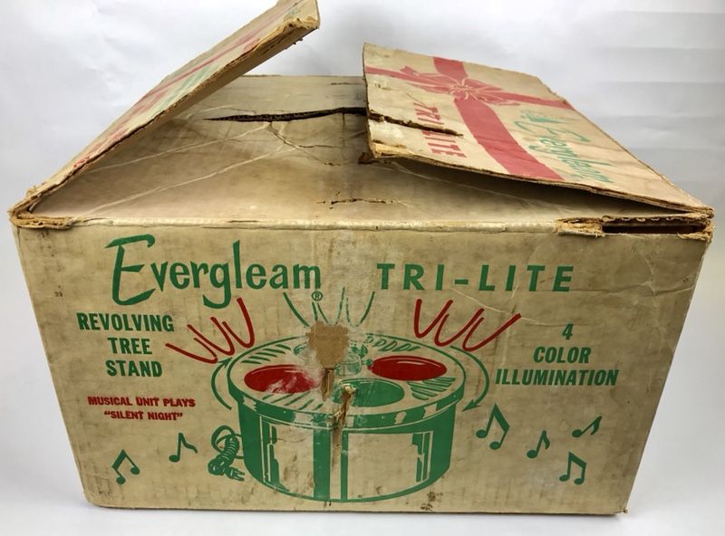 Vintage Evergleam TriLite Revolving 4 Color Aluminum Christmas Tree
