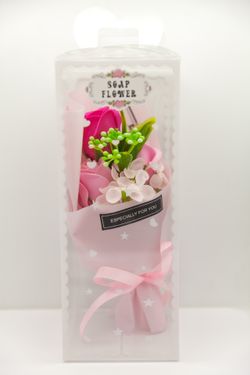 Brand New PINK Valentine's Day 3 Roses Soap Flower Bouquet