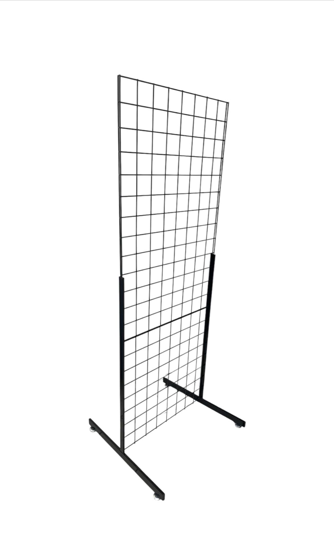 Set of 2 Metal Stand Gridwall Display 2’x7’ Sturdy Metel Wire Merchandiser Rack Floor Stand Display for Apparel Bag