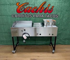 Plancha de 24” | 3 Charolas Baño Maria | Freidora De 2 Canastas | Incluye 2 Canastas Y Manguera