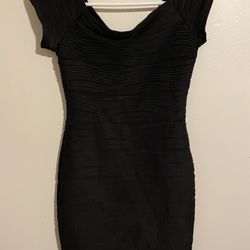 Black Bodycon Ribbed Dress